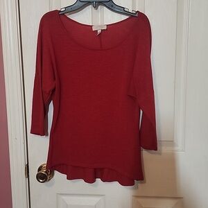 SOULMATES RED 3/4 LENGTH SLEEVE TOP SZ S